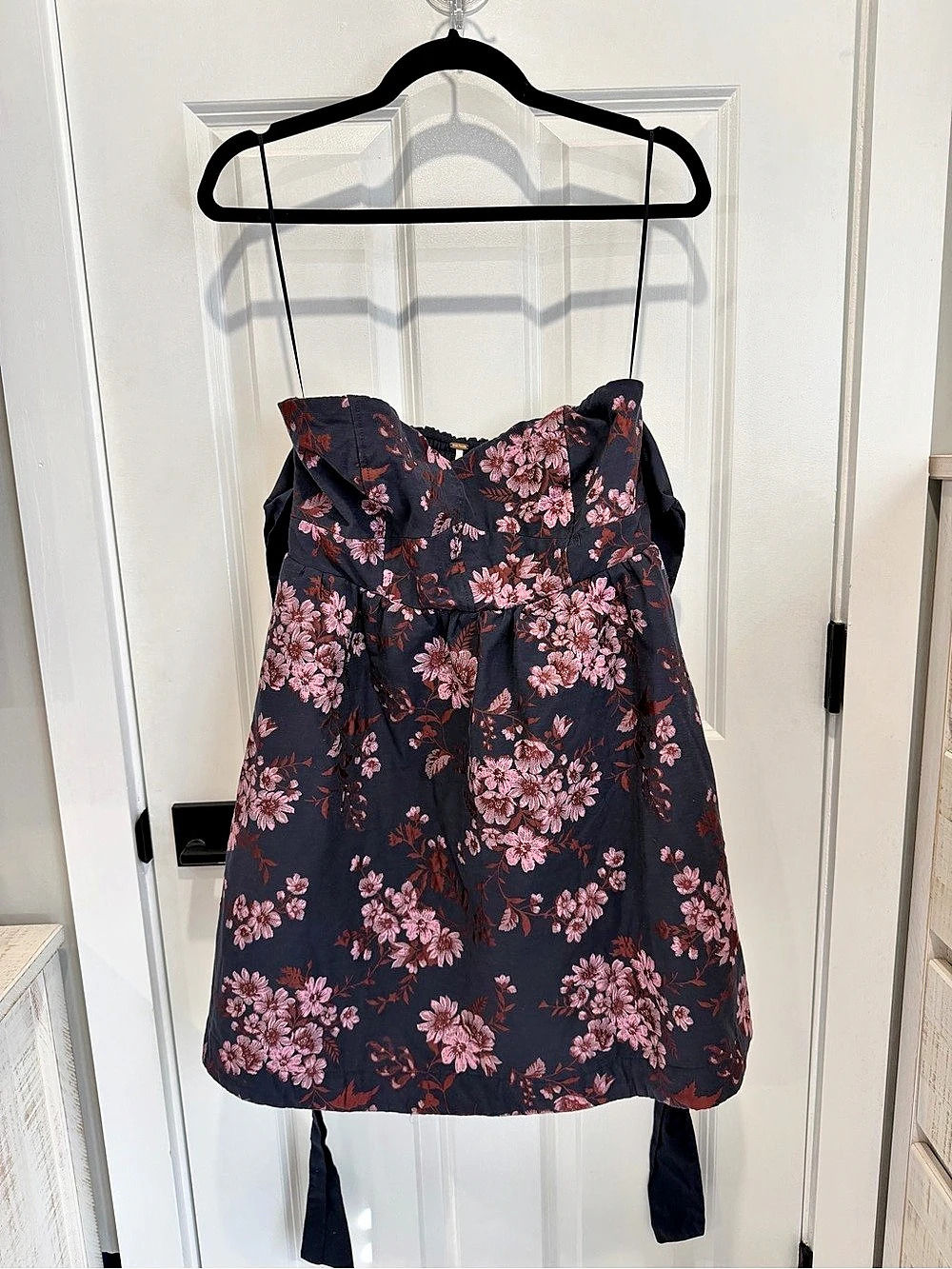 Free People Floreo Jacquard Mini Dress Black & Pink Size Large